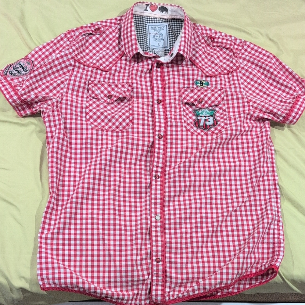 Buffalo David Bitton Red and White Checkered Shirt